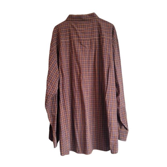 Mecca Mens Button-Up Collared Long Sleeve Shirt 5X Brown Plaid Windowpane Y2K - Picture 2 of 6